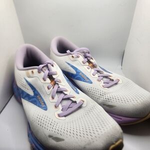 Brooks Womens Size 12 Ghost 15 Sneakers White/vista/lavendula Lace Up Running